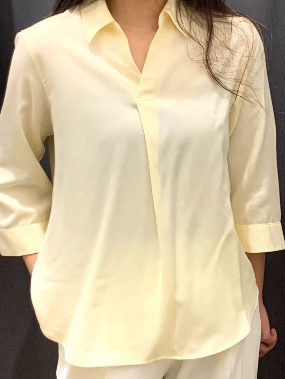 Uniqlo Light Yellow Split-Placket Button-Down Shirt